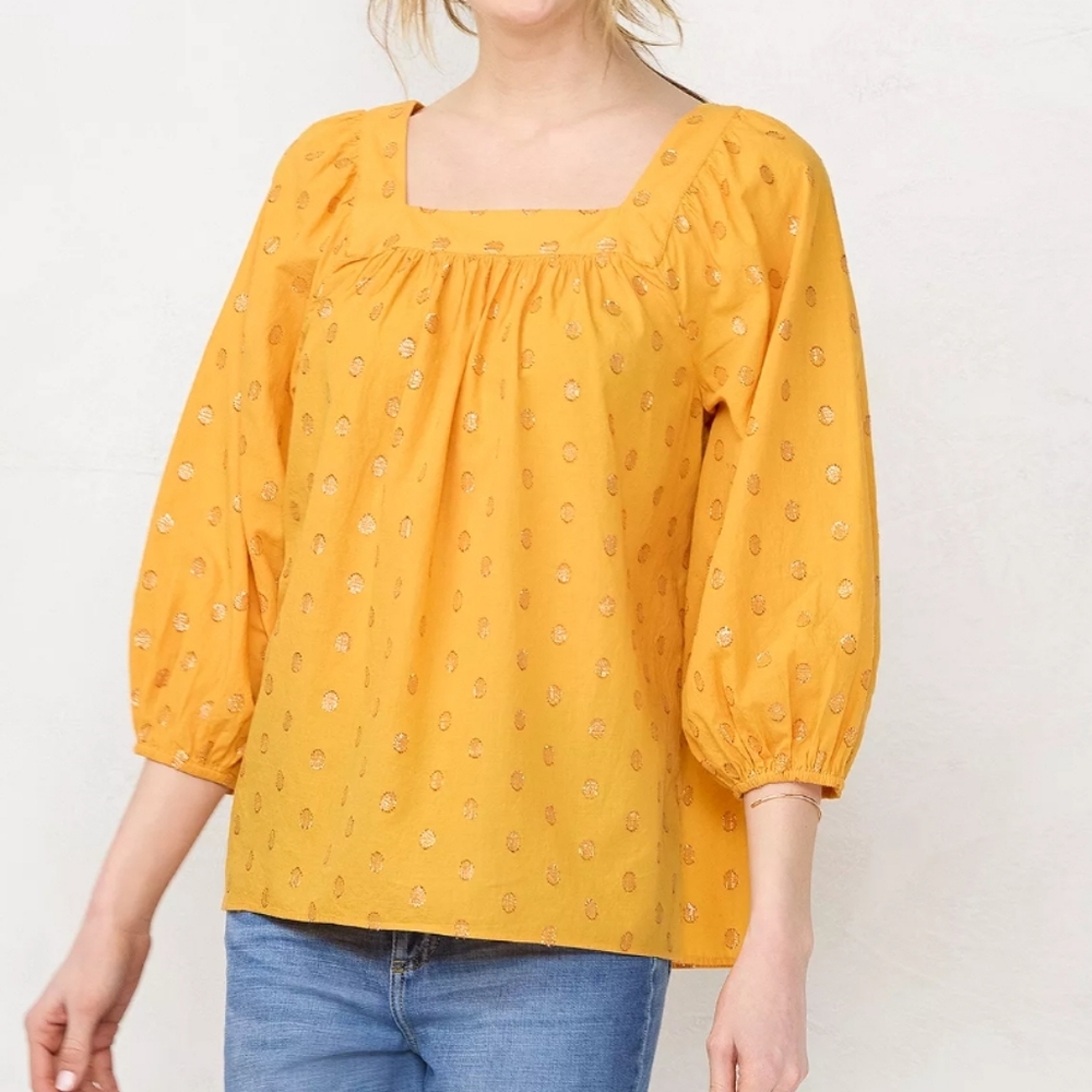 LC Lauren Conrad Women's Sz M Cotton Peasant Top Tunic‎